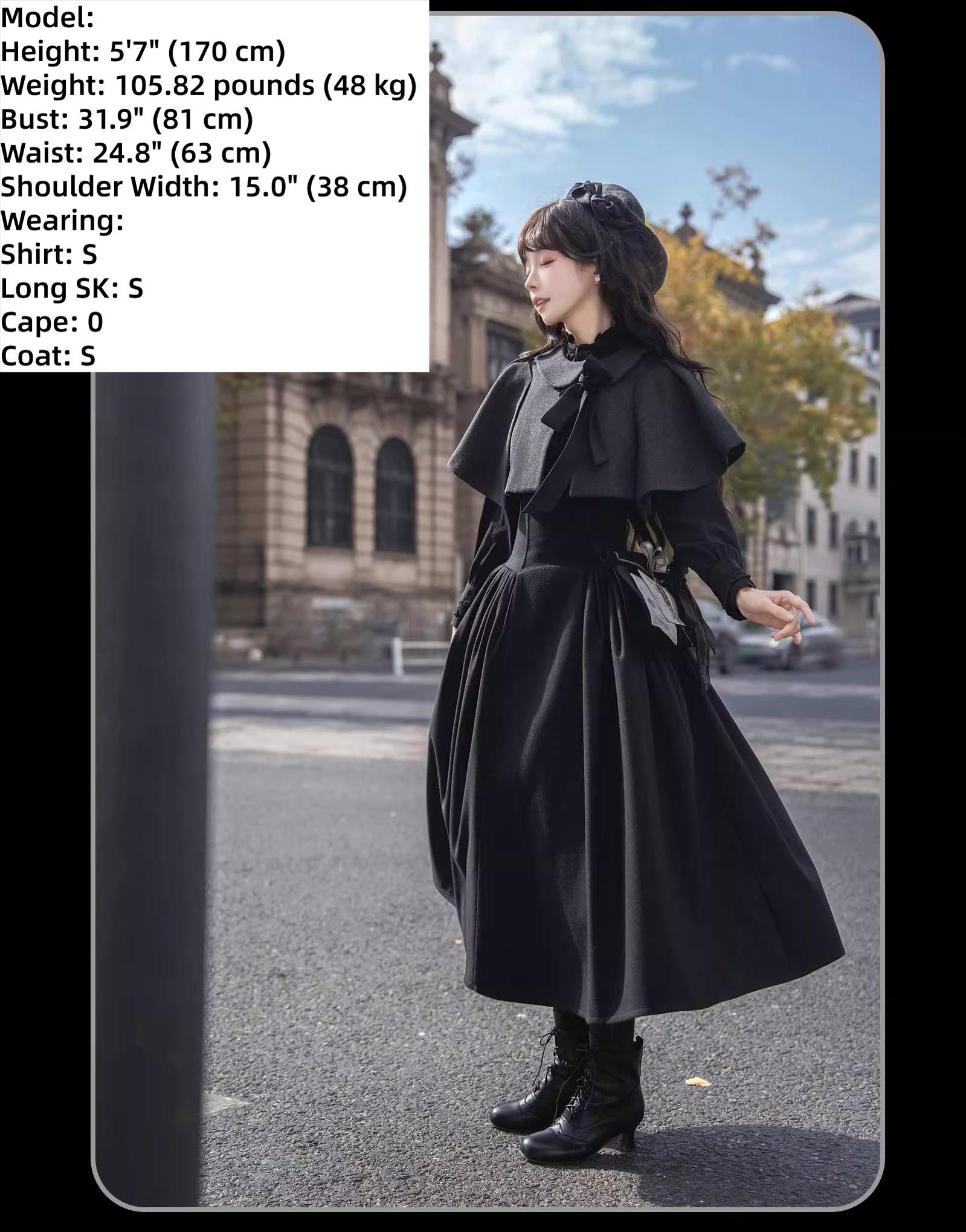 The Seventh Tenet - Classic Lolita Wool SK Set, Detachable Cape