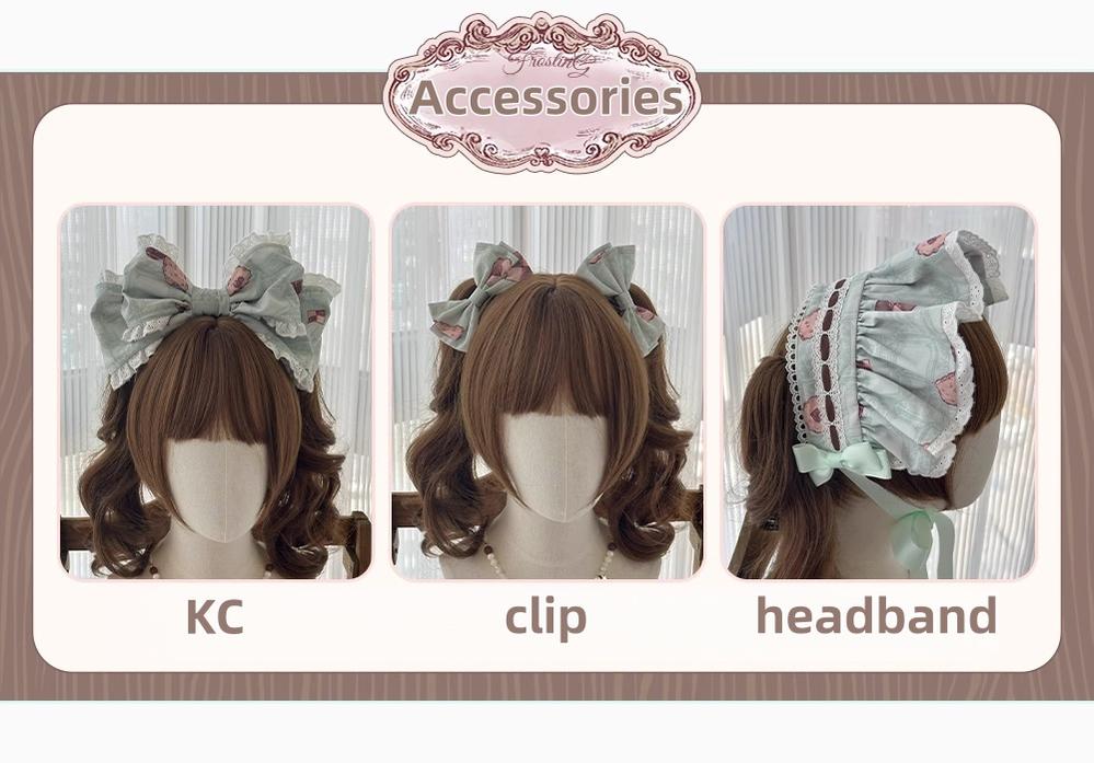 The Story of Frosting Town - Kawaii Lolita Print Dress, Detachable Apron 44387:806570