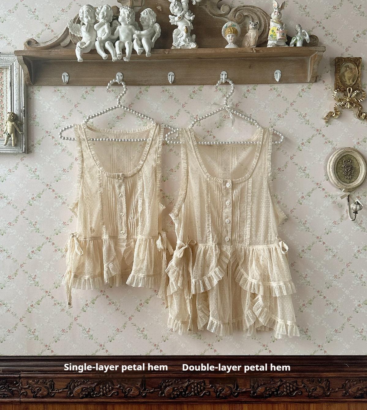 Sweet Dreamer~Antique Wall~Classic Vintage Lolita Vest Tulle Polka Dot Vest 41474:699196
