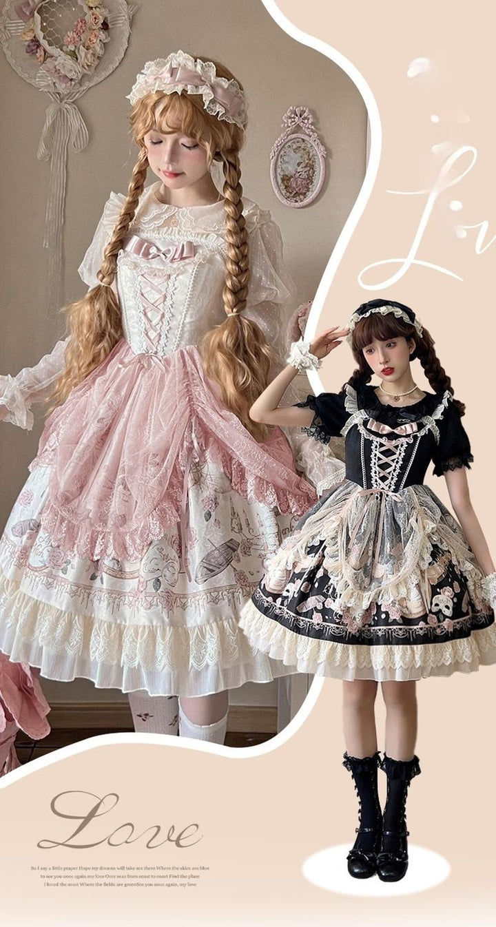 Sweet Date~Wedding Lolita Dress Bridal Elegant Retro JSK Daily Lolita Shirt   