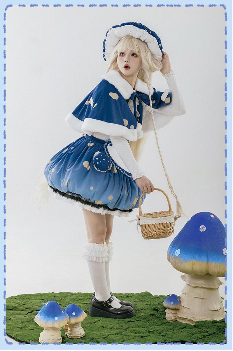 (BFM)With Puji~Blue Umbrella~Lolita Dress Suspenders Mushroom Set   