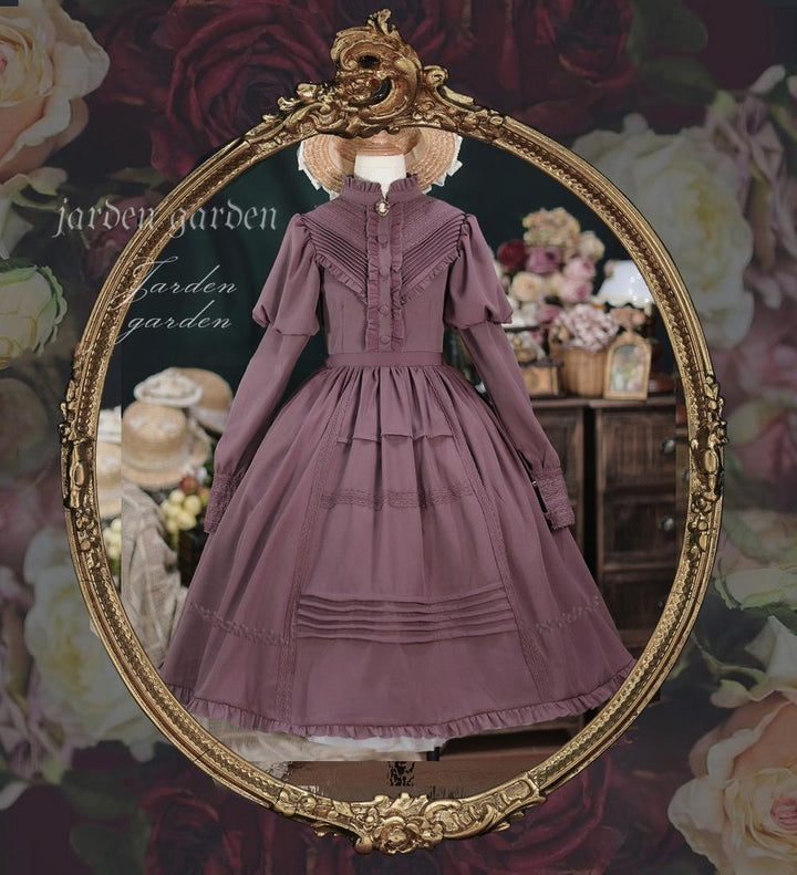 Tiny Garden~The Black Forest~Classic Lolita Stand Collar Dress OP rose violet S 