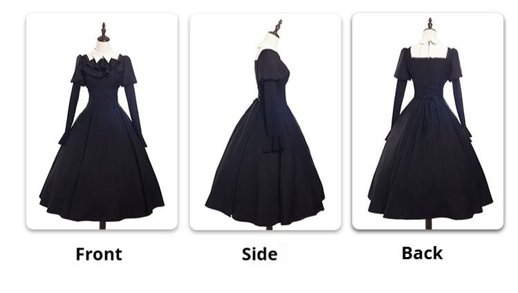 Mengfuzi~Gothic Lolita OP Dress Nun Style Fishbone Skirt   