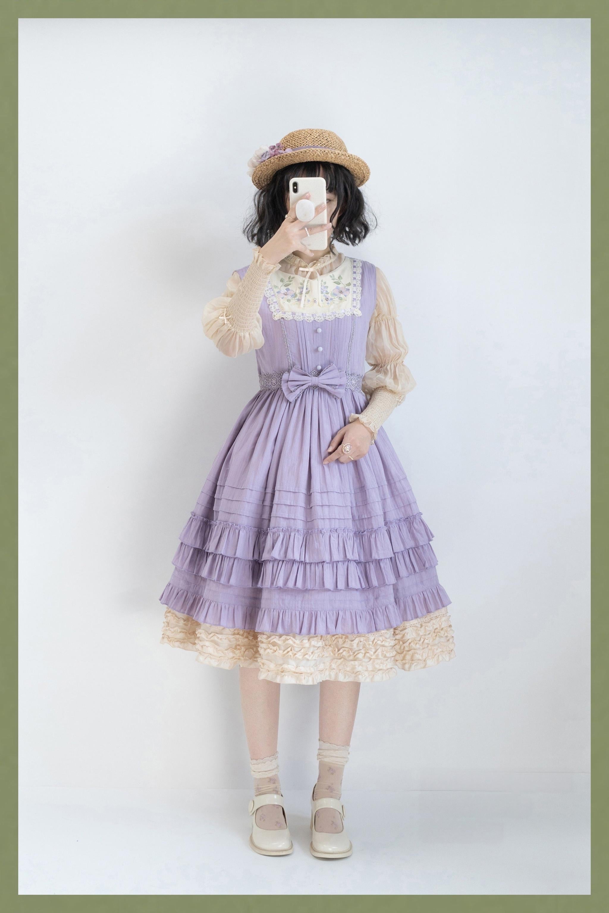 Nelly Girl - Cotton Summer Lolita JSK Dress with Embroidery (2XL 3XL L M S XL XS) 1316:857930