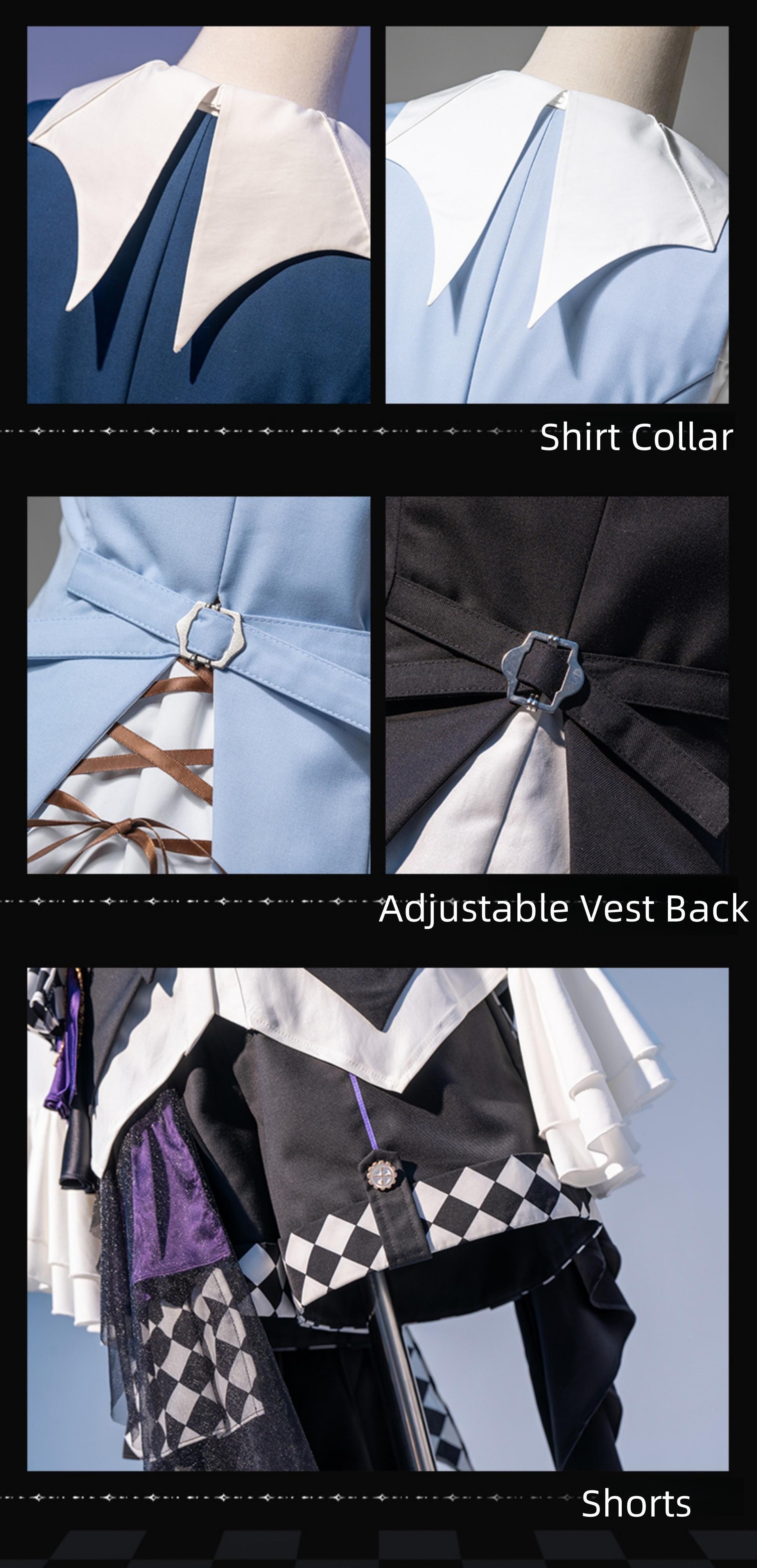 Forest Fluorescent Carps - The Judge's Game - Dark Blue Ouji Lolita Tailored Vest, Shorts Outfit