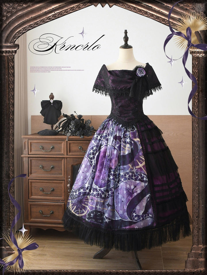 Krncrlo~Laocoon~Gothic Lolita SK Suit With Purple Snake & Apple Print 43289:772513