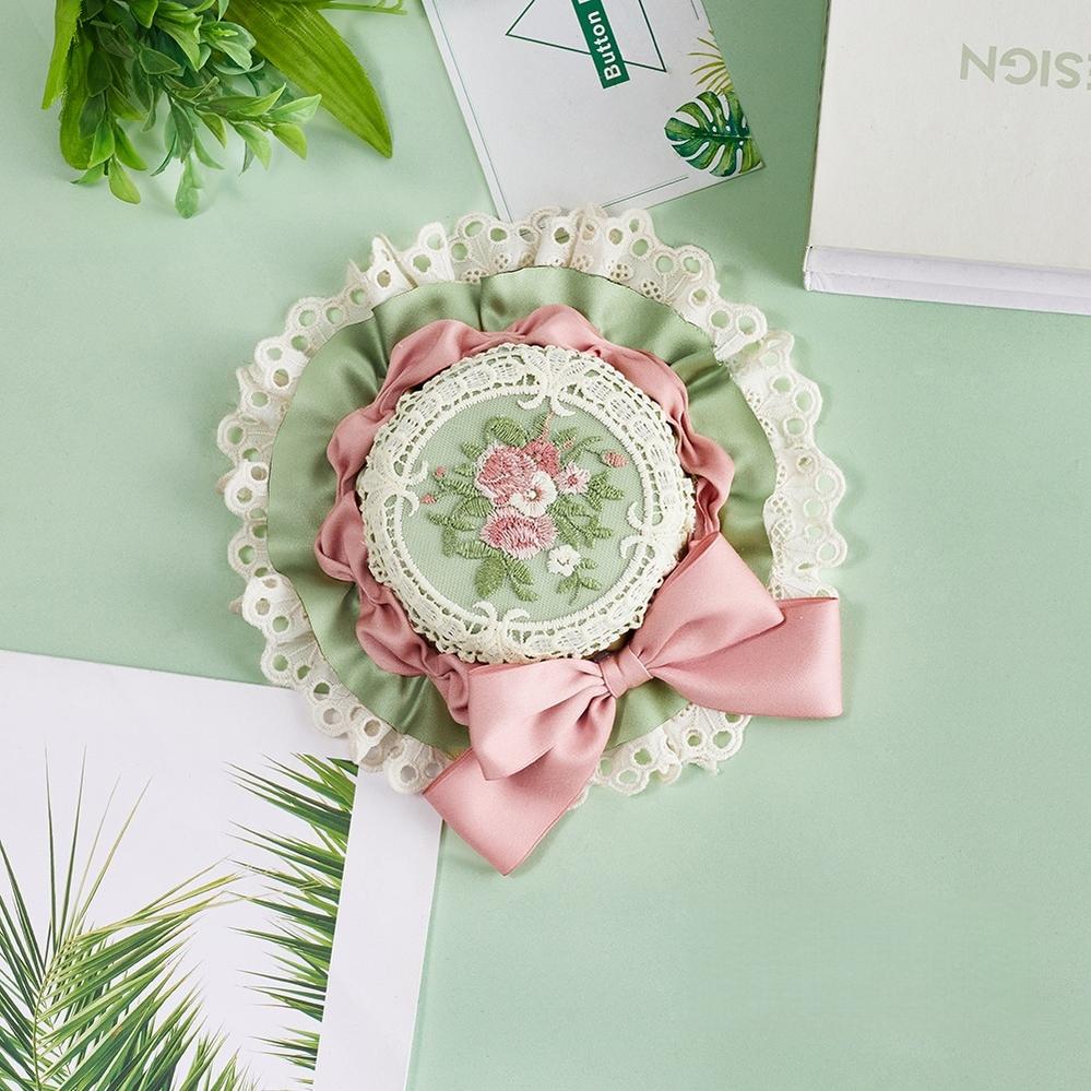Sugar Time - Sweet Lolita Top Hat, Floral Embroidery Pink Green