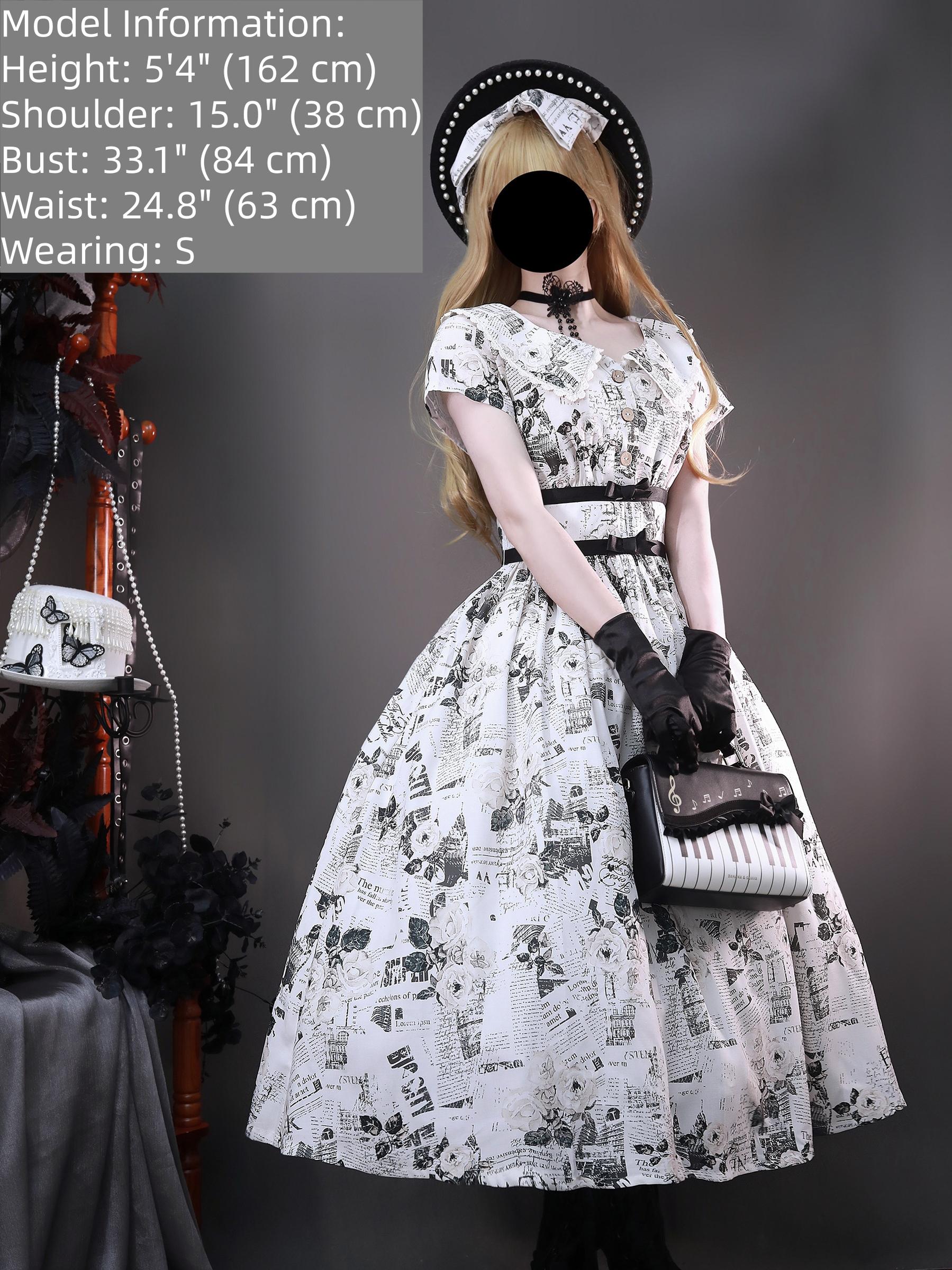 Forest Holiday - Vintage Classic Lolita Newspaper Printed OP Dress 45505:850814