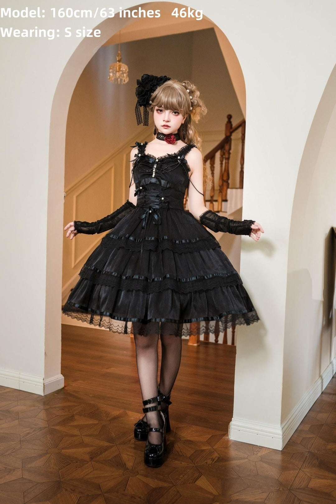 Sweet Date~Gothic Lolita JSK Wedding Dress Black and White Twin Lolita JSK   