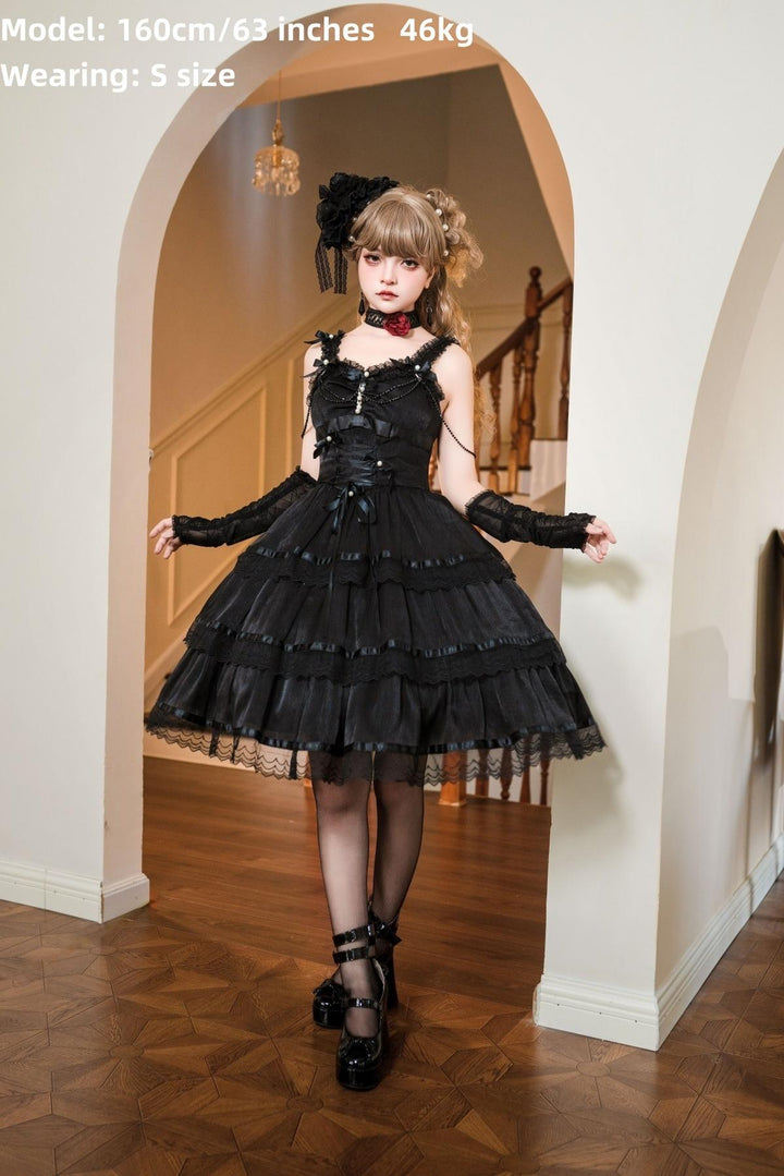 Sweet Date~Gothic Lolita JSK Wedding Dress Black and White Twin Lolita JSK   