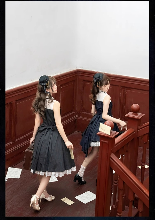 One Button~3.0 Star Astrologer~Classic Lolita JSK Stripe Eight-panel Lolita Skirt