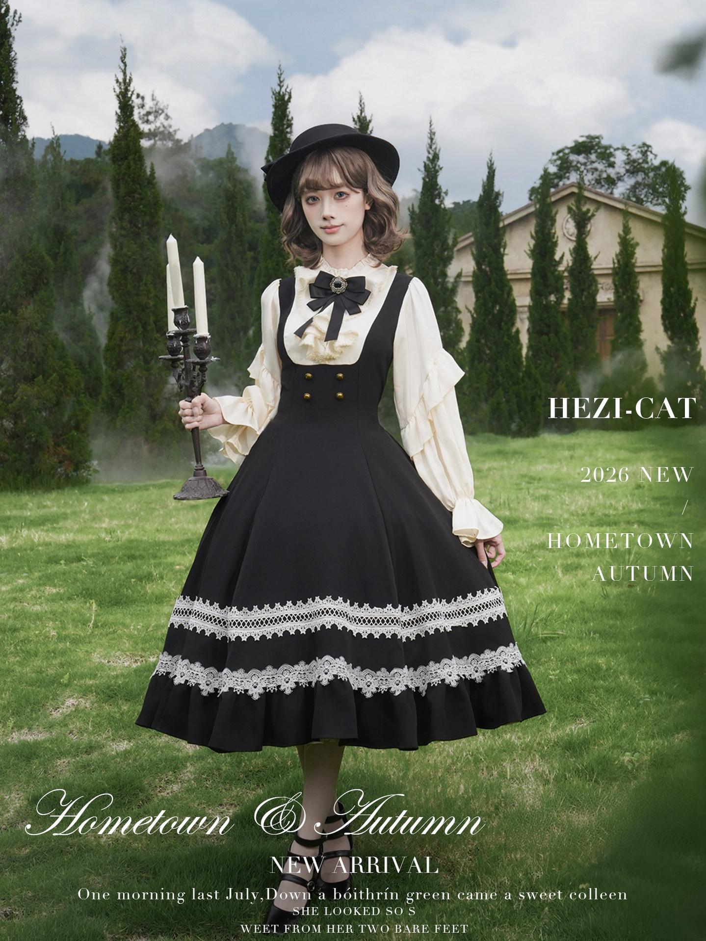 Hometown Autumn - Plus Size Classic Lolita Fake Two-Piece OP Dress (2XL 3XL 4XL L M S XL) 45667:857577