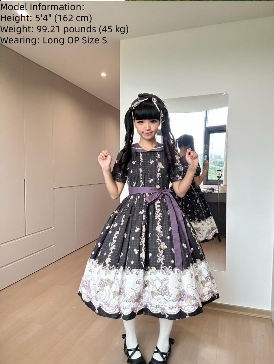 Grape Season - Cotton Classic Lolita Grape Printed OP & JSK Dress 45609:855237