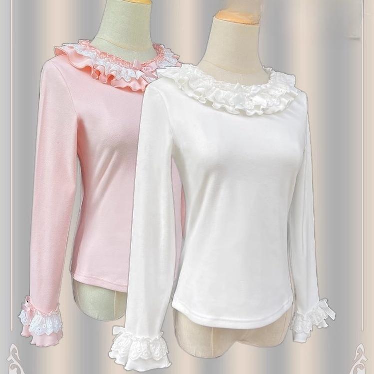 ZhiJinYuan~Heart Flutters~Winter Lolita Base Shirt Low-cut Neckline Lolita Innerwear 41212:717970