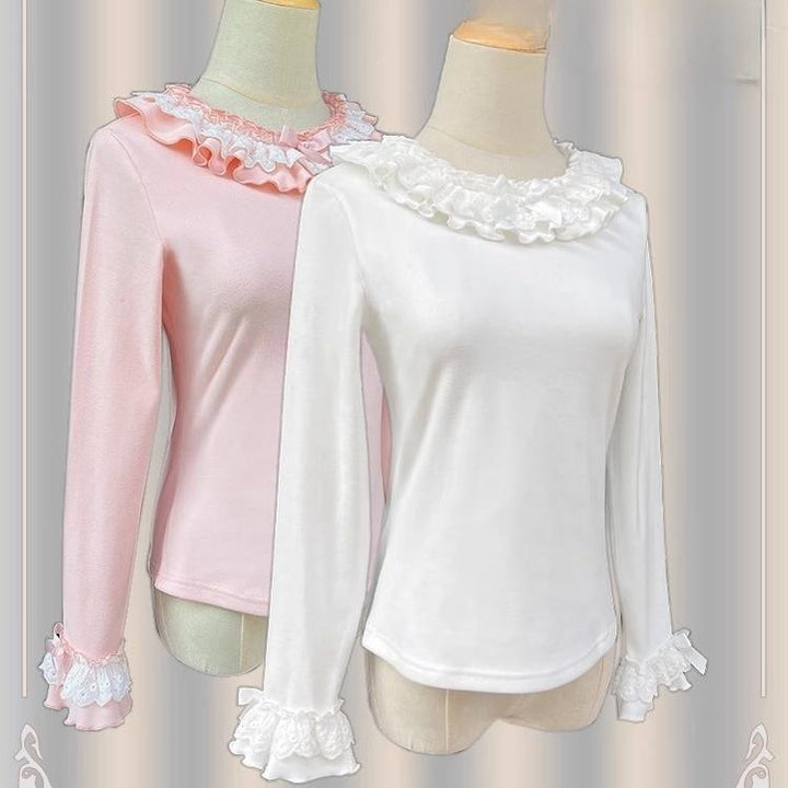 ZhiJinYuan~Heart Flutters~Winter Lolita Base Shirt Low-cut Neckline Lolita Innerwear