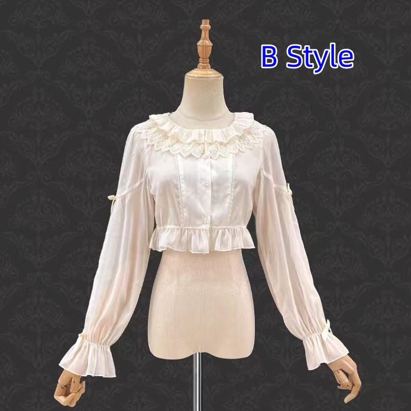 Teddy Bear - Sheer Lolita Cardigan Long Sleeve Lolita Cape Rabbit Ear S B style(use for outerwear or innerwear)