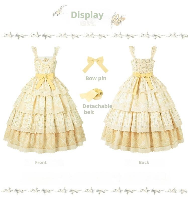 With PUJI - Letter and Poetry Sunflower Matters - Country Lolita JSK Embroidered Printed Lolita Dress