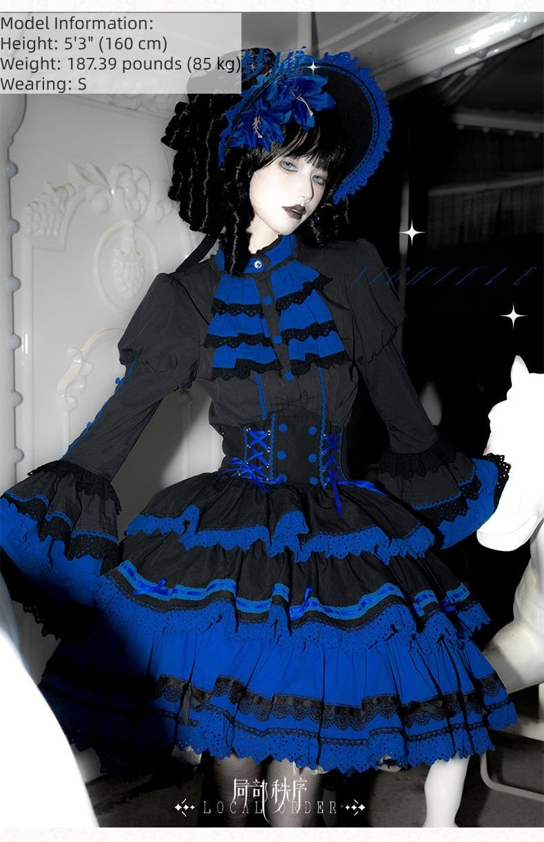 Nightmare - Gothic Lolita Ruffled Blouse and Tiered Skirt Set 45439:852840