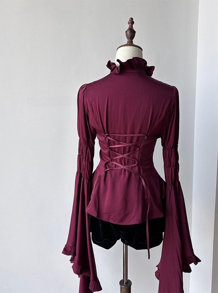 FlowerFairyDaily~Twilight Blessing~Gothic Lolita Blouse with Oversized Princess Sleeves