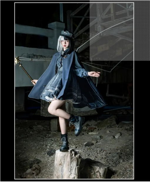 Susin Lolita~Alpha~Ouji Lolita Black Blouse grey blue cape only S 