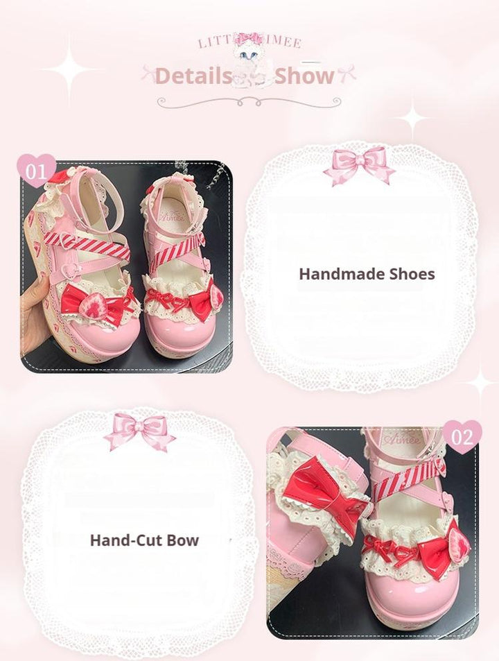 Aimee~Strawberry~Sweet Lolita High Platform Shoes Kawaii Lolita Shoes 42144:728746