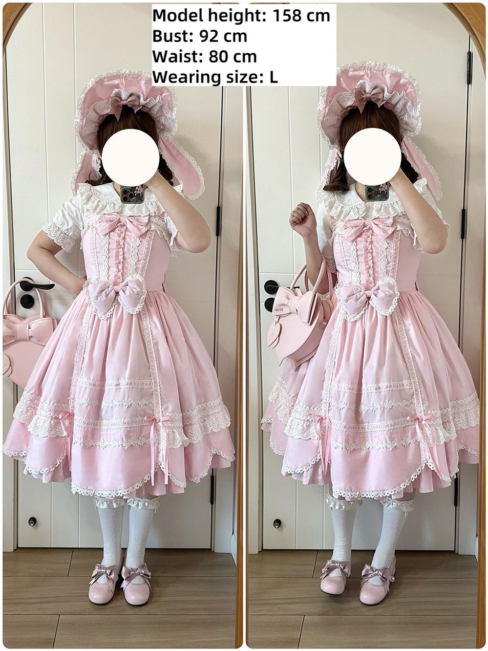 Vintage Petal Rabbit - Cotton Old School Lolita JSK Dress With Petal-Shaped Hem 43136:769629