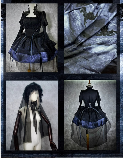 (BFM)MUSEUM~Endless Road Lucifer Gothic Dress in Black and White Color   