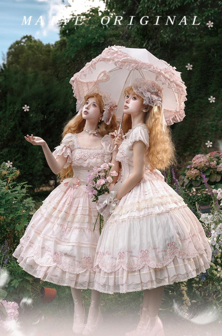 MieYe - Cherry Blossom - Pink Sweet Lolita Tiered Dress