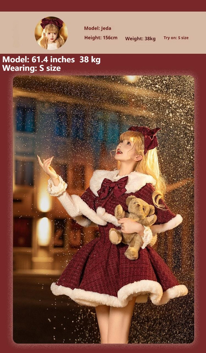 Tan Tuan~Winter Lolita Dress New Year Lolita JSK Plush Cape Set   