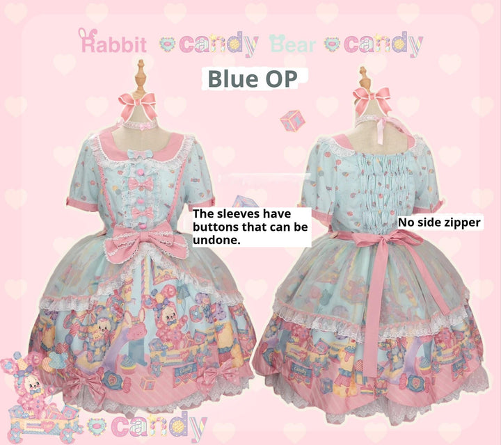 Star Fantasy~Rainbow Buffet Bunny~Candy-Like Kawaii Lolita Dress Suit with Plus Size Shirt (2XL L M S XL) 42807:756996
