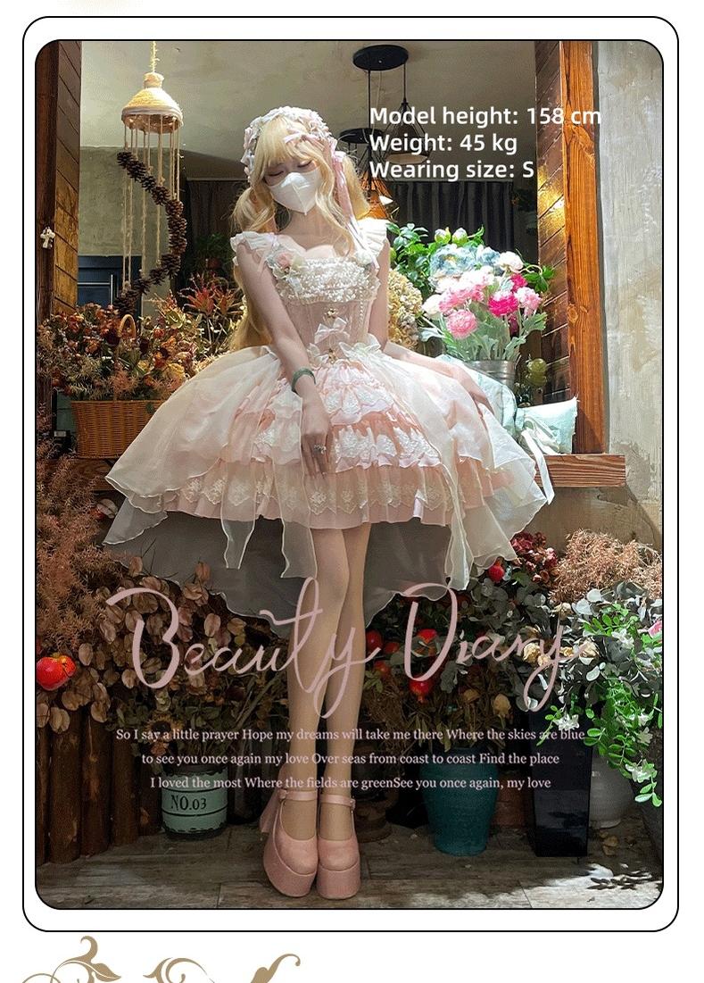 ZhiJinYuan~Tears of the Rose~Sweet Lolita JSK Mini Lolita Ballet Short Dress