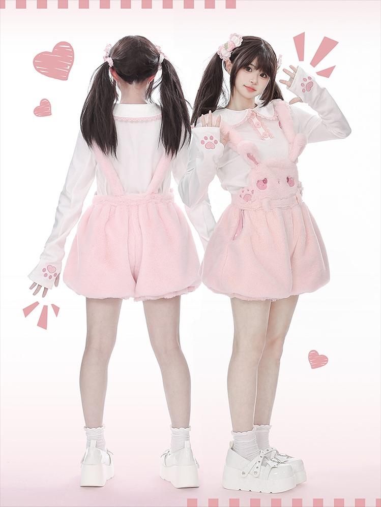 To Alice~Sweet Lolita Strap Shorts Strawberry Rabbit Winter Lolita Suit