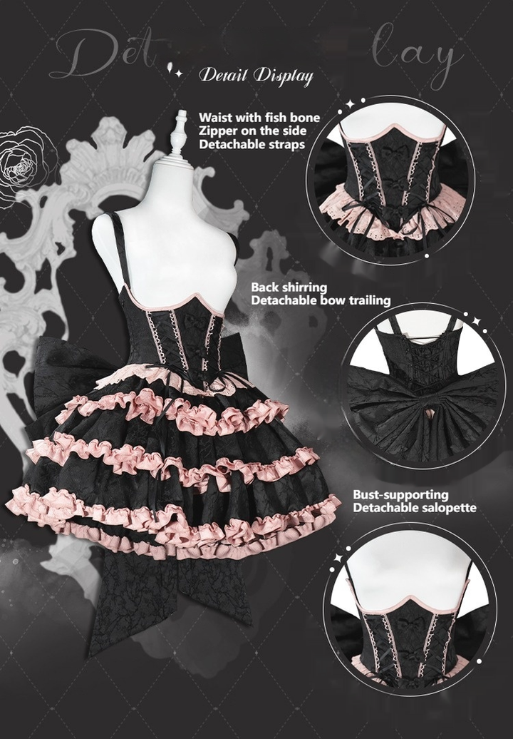 OCELOT~Blackberry Love Song~Black Pink Lolita Skirt Lolita Cake Skirt   