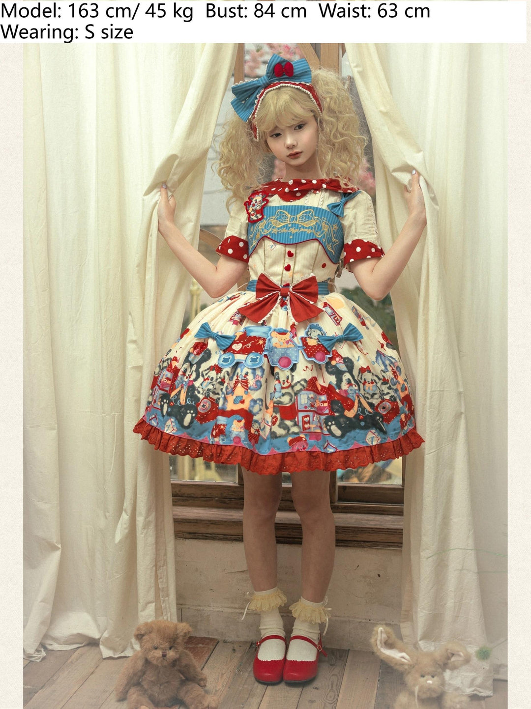 Star Fantasy~The Dogs Party~Kawaii Lolita Dress Set with JSK Salopette and Shirt