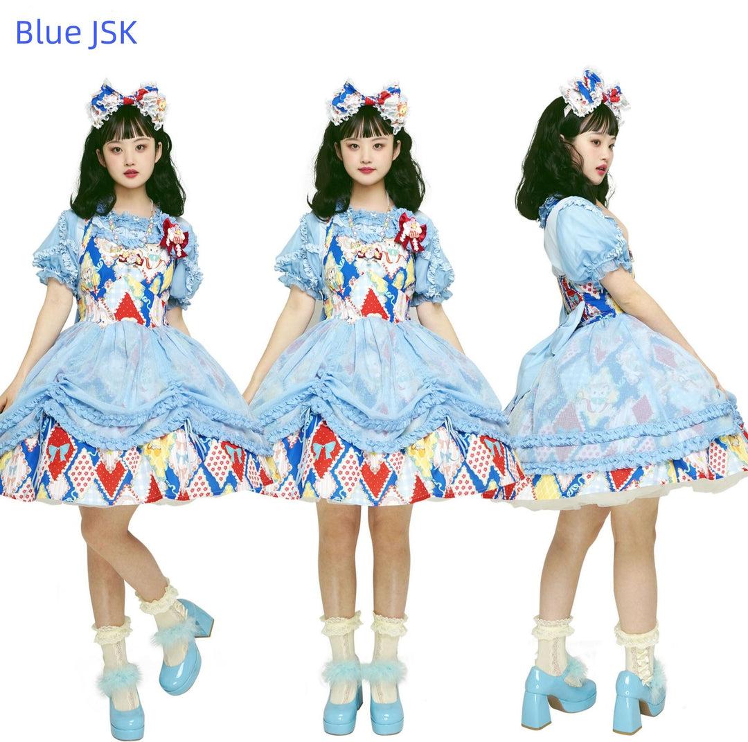 Southern Cross~Showa Kaleidoscope~Sweet Lolita OP SK and JSK with Rabbit Print 42127:727877