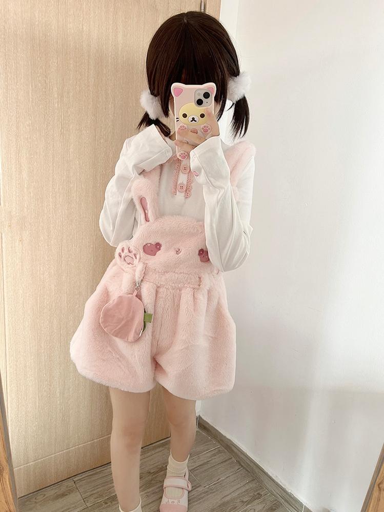 To Alice~Sweet Lolita Strap Shorts Strawberry Rabbit Winter Lolita Suit