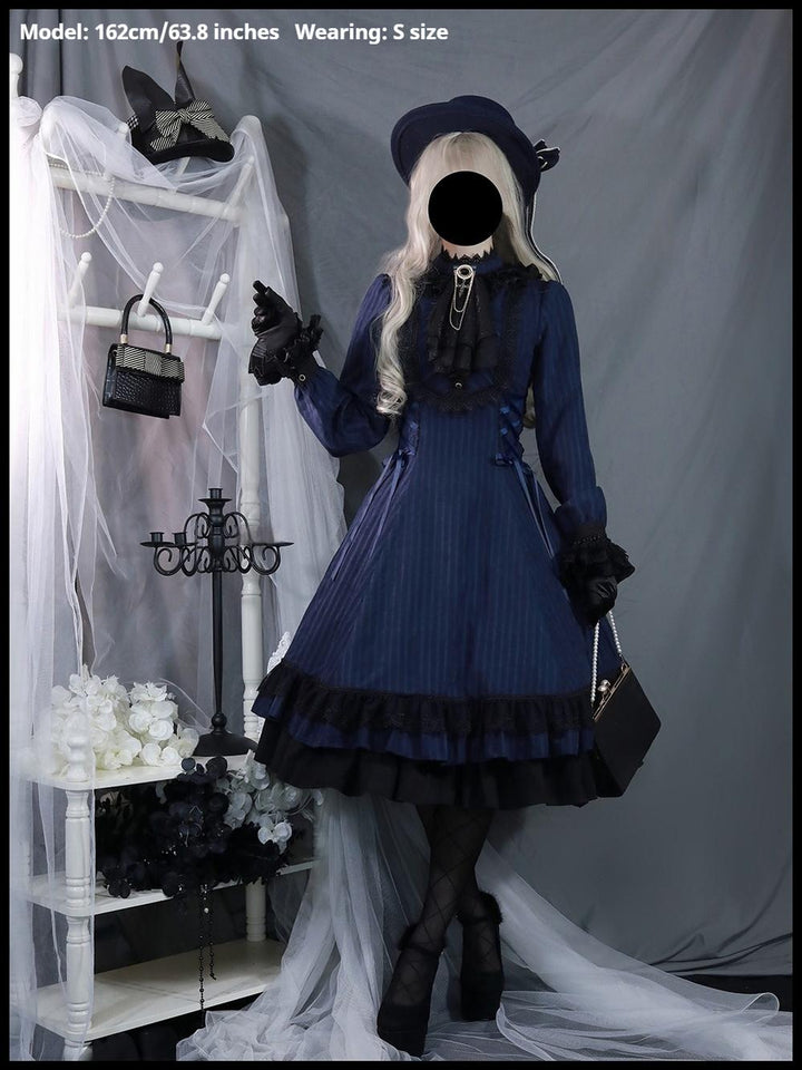 Miss Point~Perintz Manor~Gothic Lolita OP Long Sleeve Retro Lolita Dress 39904:643106