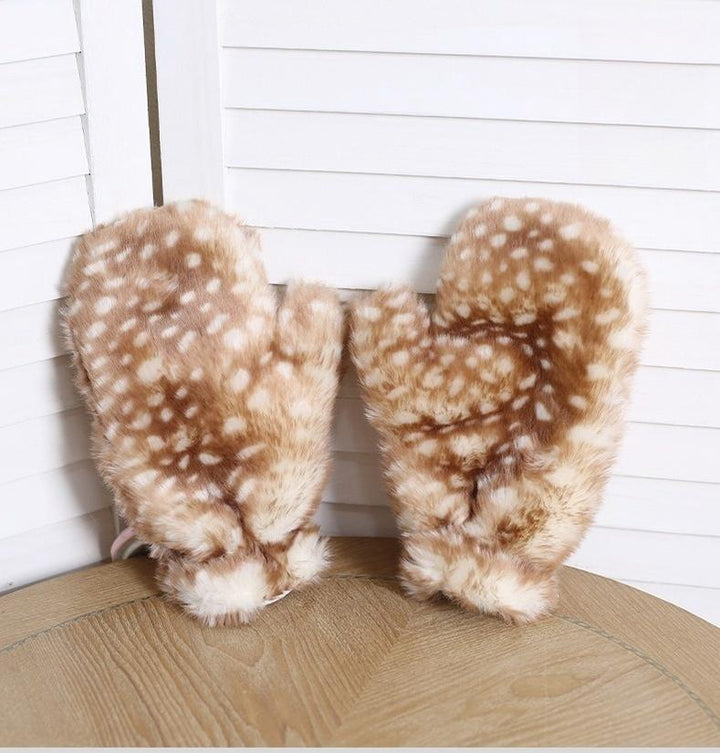 Xiaogui~Deer Spot~Christmas Kawaii Lolita Gloves Japanese Plush Winter Gloves Free size Plush gloves 