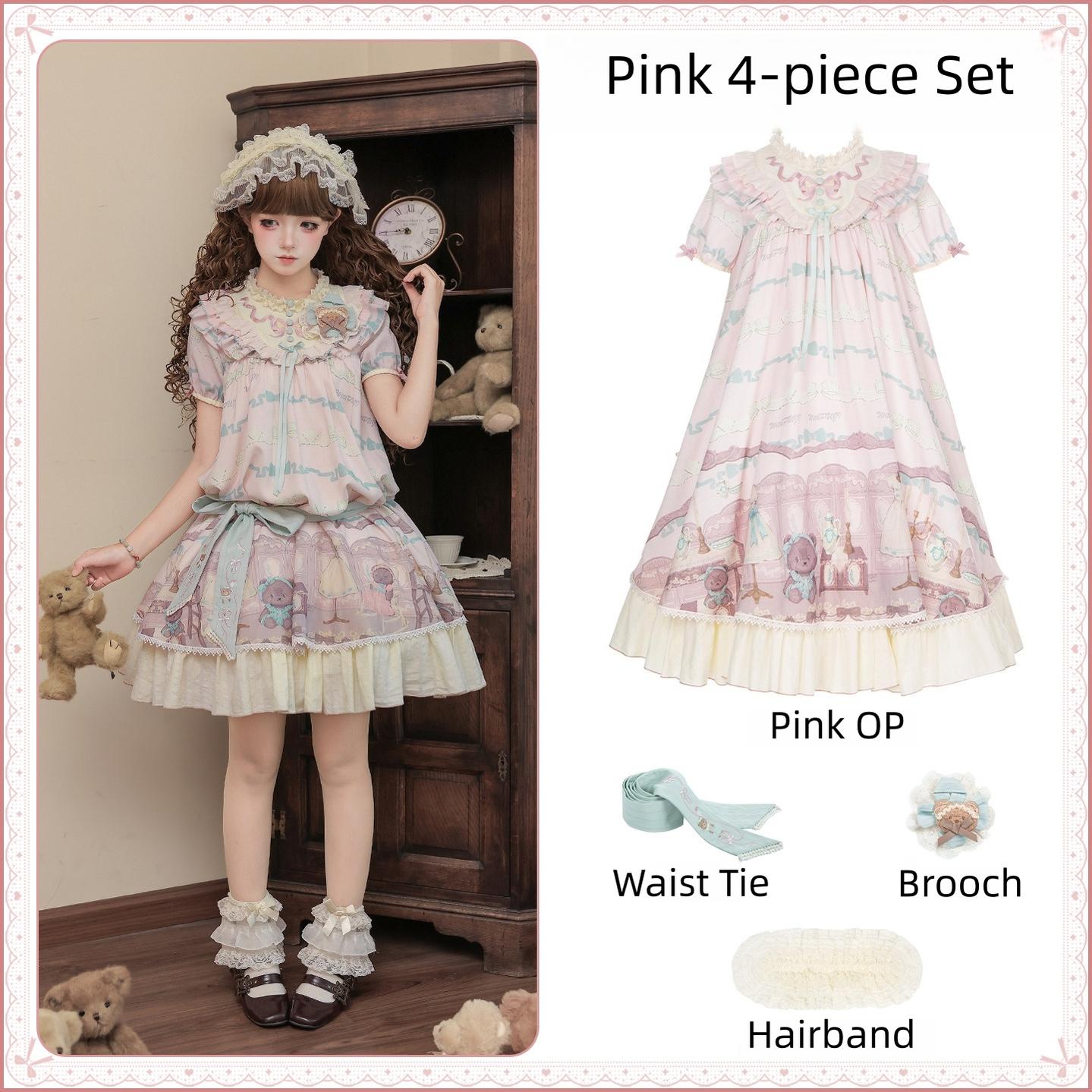 Brown Dollhouse SP - Kawaii Lolita Dollhouse Printed OP Dress with Embroidery (L M S) 45551:855834