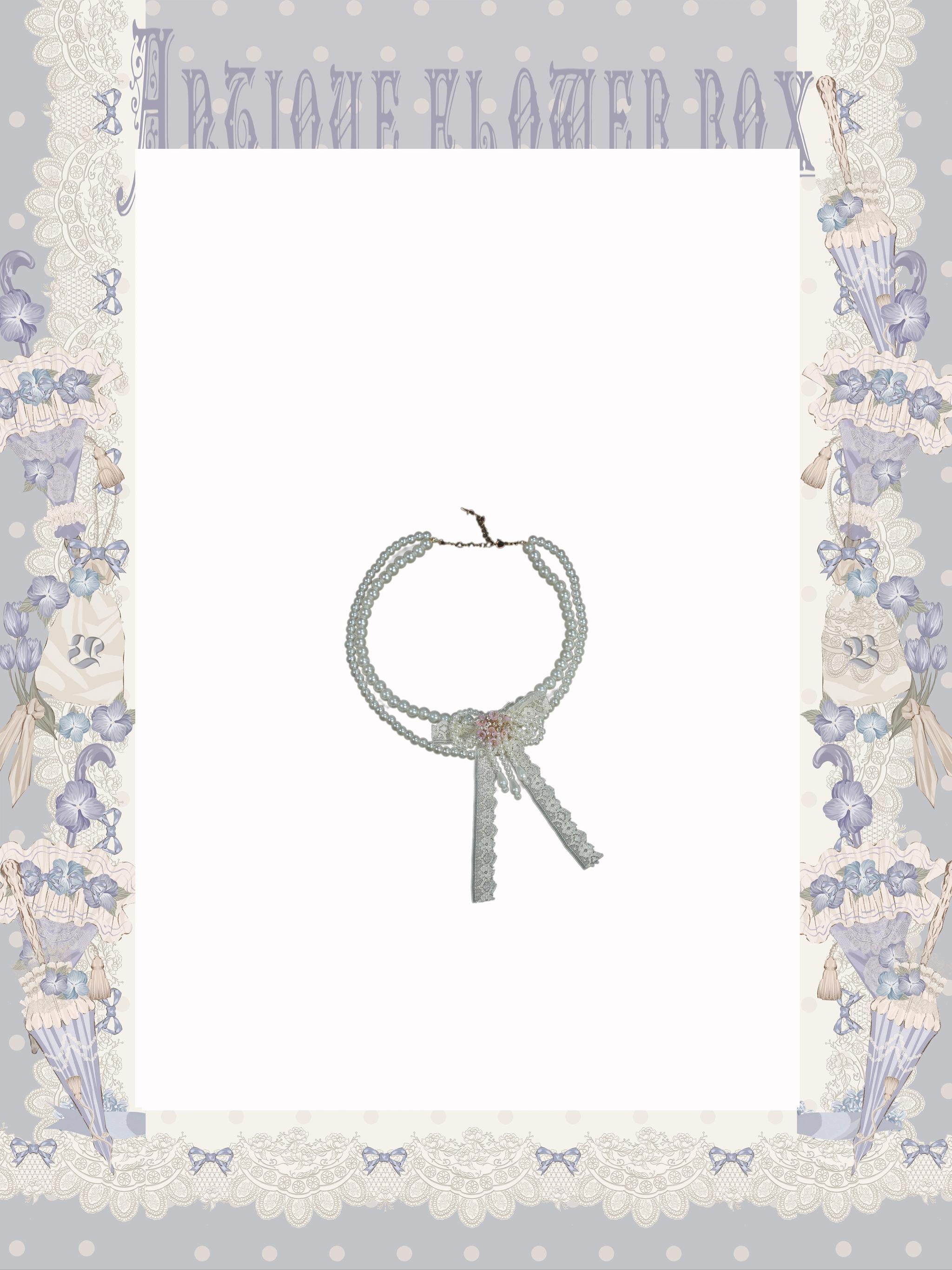 NanShengGe - Purple Memoirs - Floral Themed Classic Lolita Accessory Pearl-Like Necklace One Size