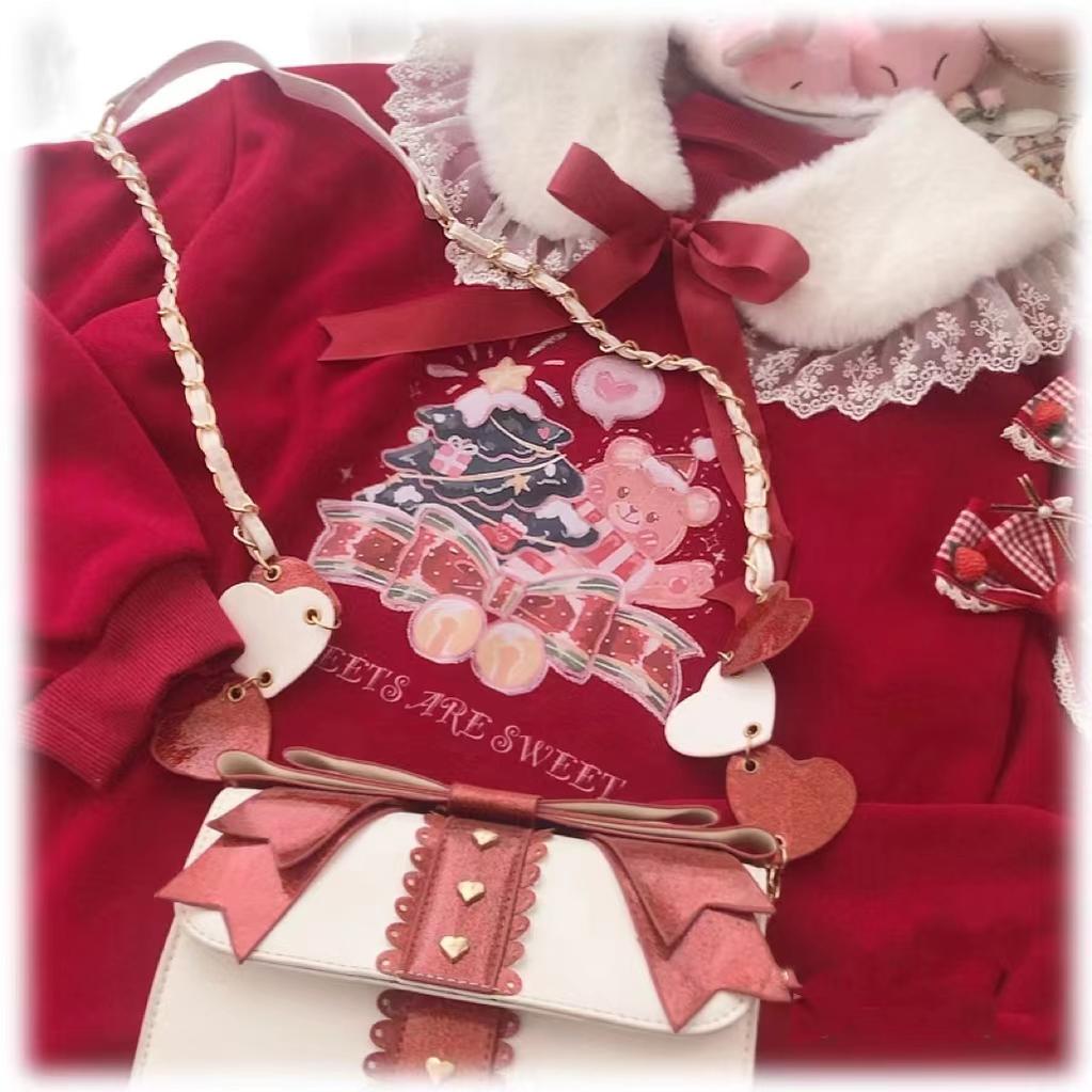 Candy Sweet~Winter Lolita False Collar Plush Bow Collar Scarf   