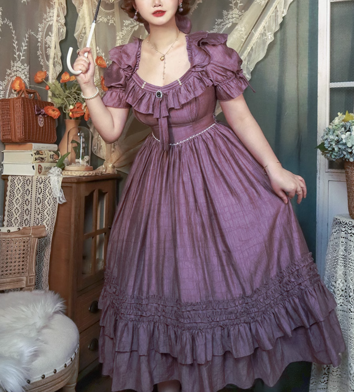 BitterSweet~Elegant Lolita Flounce Hemline OP Dress Multicolors   
