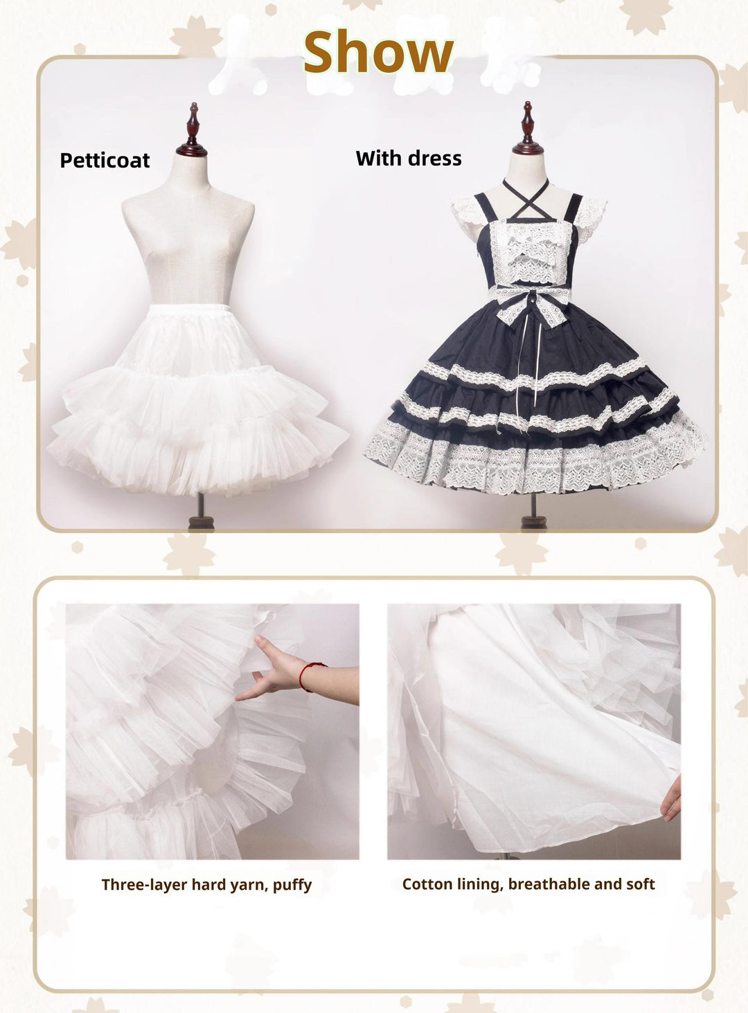 Magic Tea Party~White Lolita Petticoat Volience Petticoat with 3-Layer   