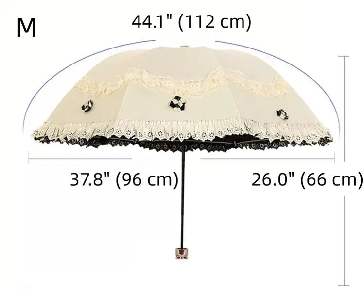 Foldable Lolita Parasol, Floral and Embroidery Detail 45591:855759