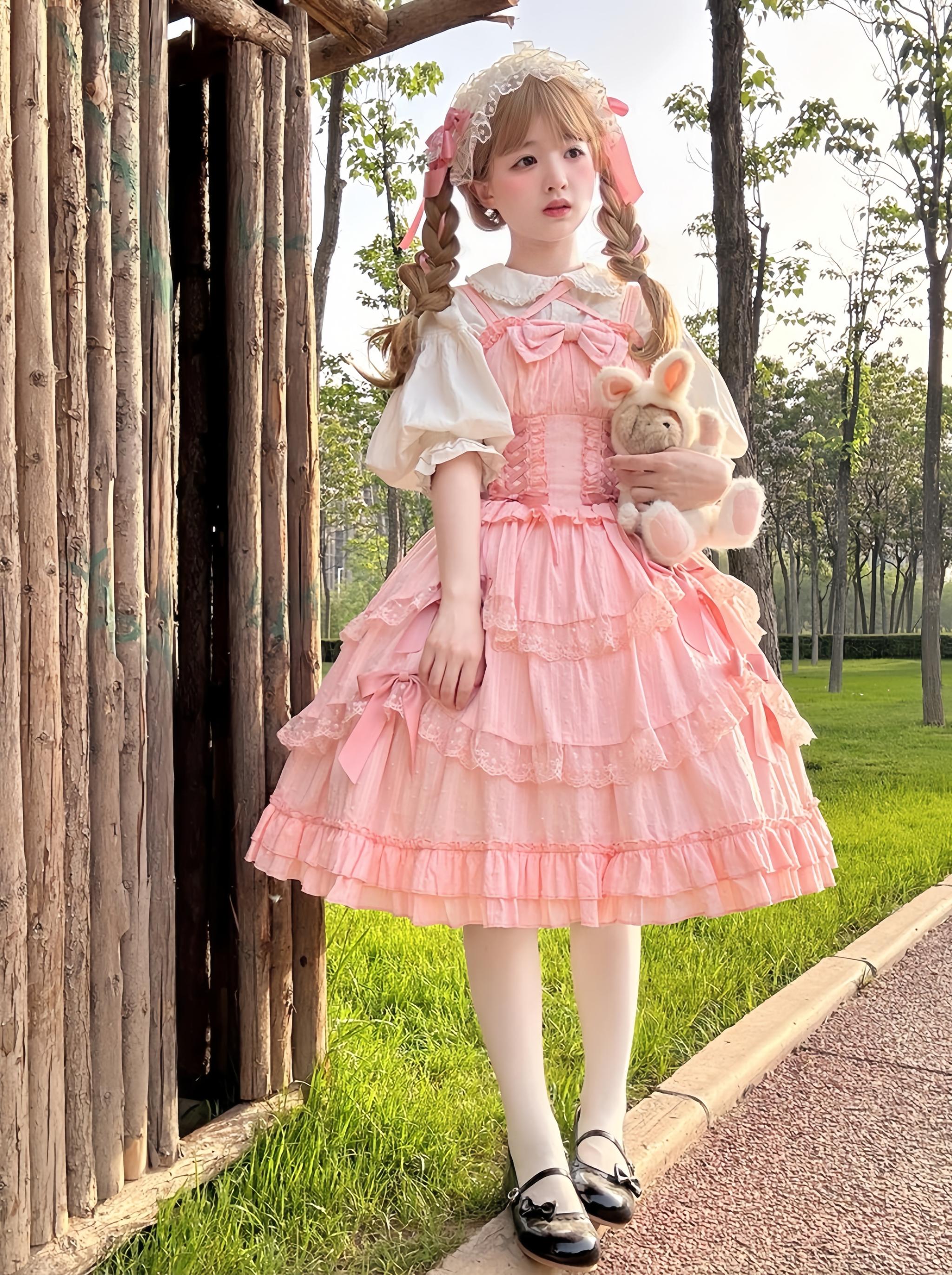 Miss Pearl - Halter Neck Sweet Lolita JSK Dress, Tiered Skirt