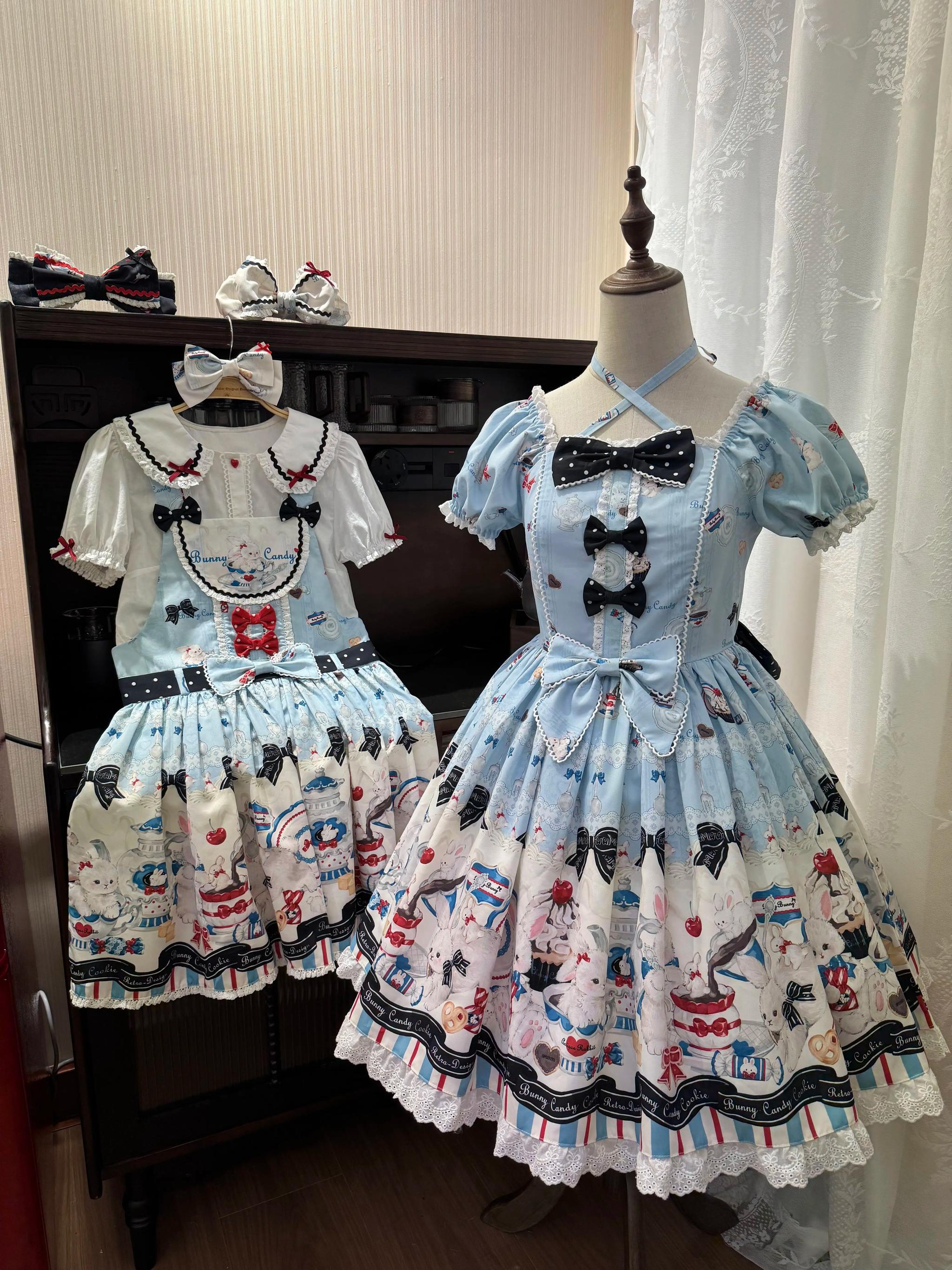 Myth Rabbit Tea Party - Sweet Lolita Dress Set, Bunny Print JSK 44460:809403