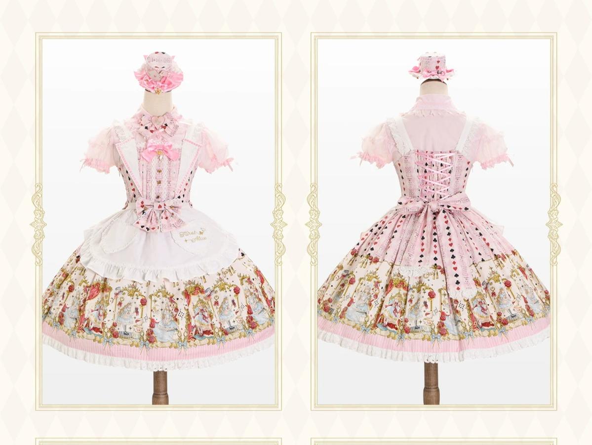 Cotton Old School Lolita JSK Dress, Detachable Apron