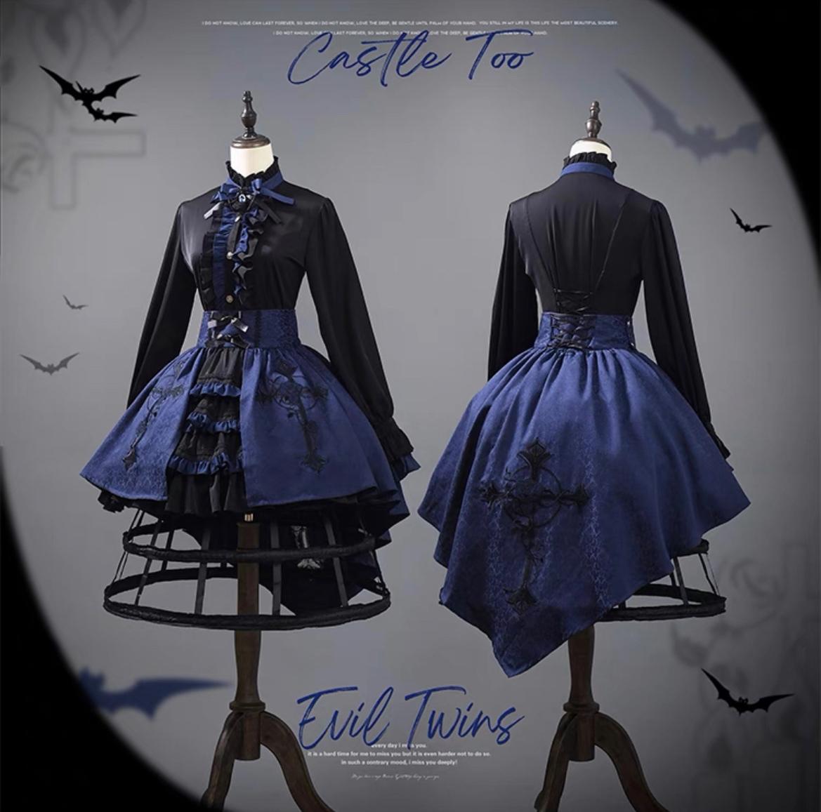 (BFM)CastleToo~Evil Twins~Ouji Lolita Dress Lolita Vest Shirt Shorts Skirt Set