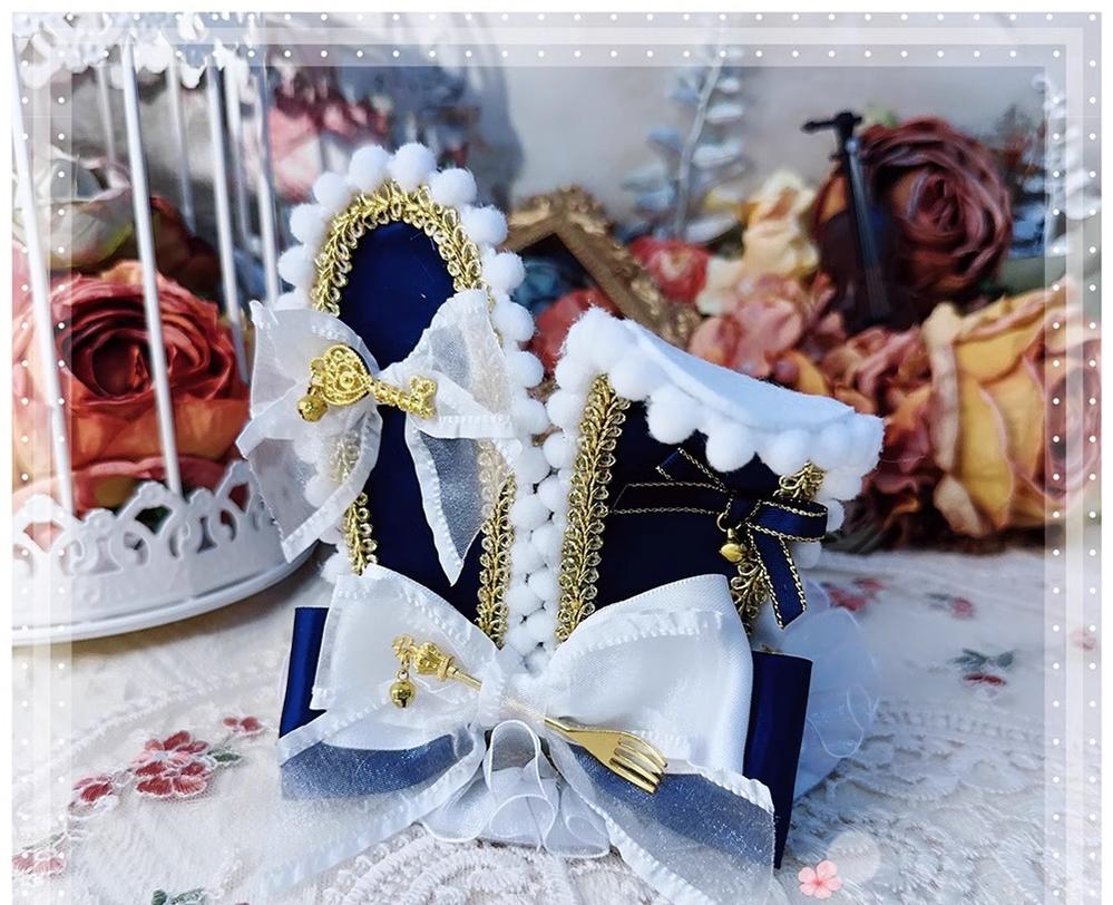 Menglu - Lolita Top Hat Rabbit Ear Bow Lolita Headdress Multicolors Platinum indigo
