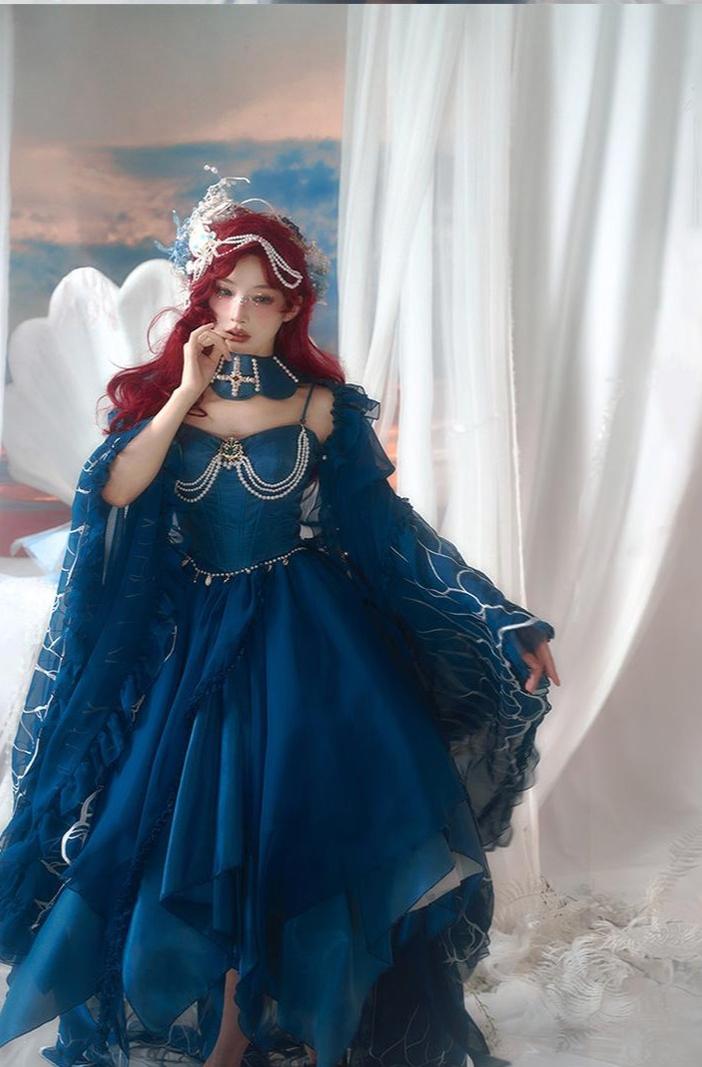 Atlantis - Gorgerous Classic Lolita Star Velvet JSK & Corset Skirt Set 45514:852586